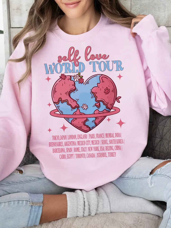 Self Love World Tour Png, Self Love Club PNG, Positive Valentine, Valentine Sublimation, Trendy png, Retro png, trendy vday shirt png
