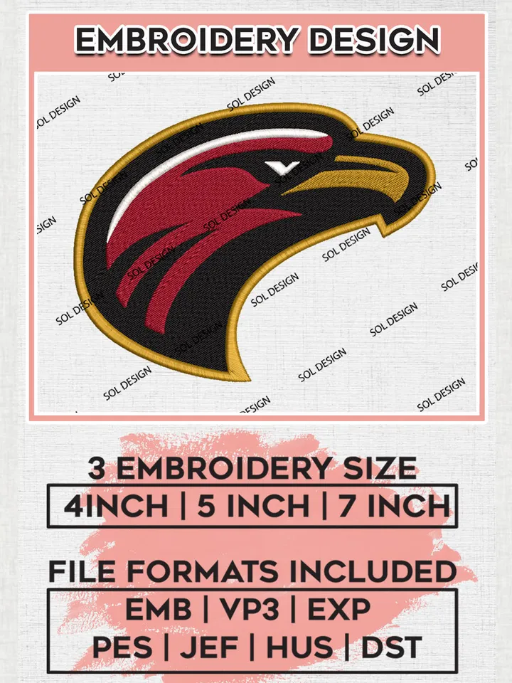 NCAA UL Monroe Warhawks Mascot Logo Embroidery Designs, NCAA Logo Machine Embroidery Files, NCAA UL Monroe Warhawks Logo, NCAA Embroidery Designs, Machine Embroidery Designs, Digital Download