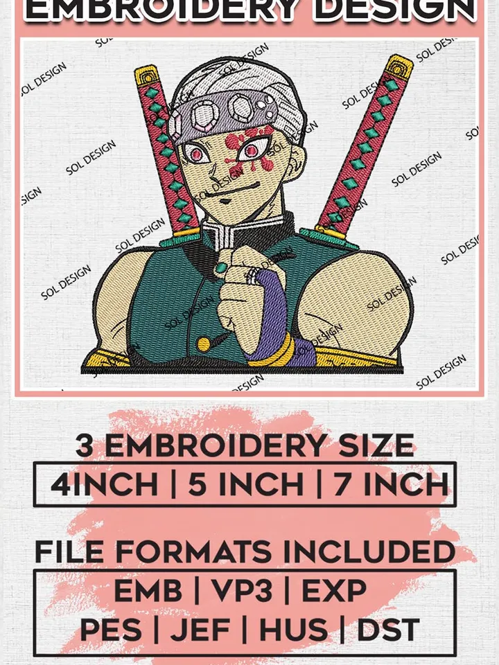 Tengen Uzui Embroidery Designs, Uzui Embroidery Files, Demon Slayer Machine Embroidery Pattern, Digital Download EMB_ANIME_134
