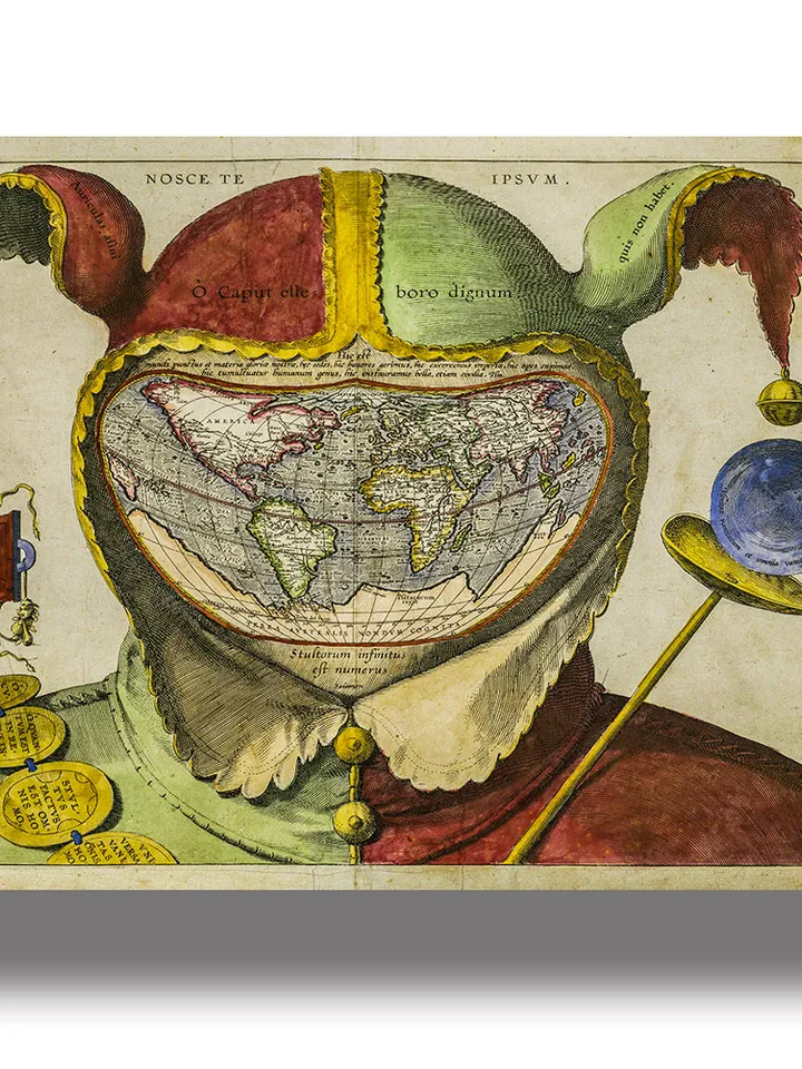 Fool's Cap Map of the World. Vintage reproduction of ancient cartography.