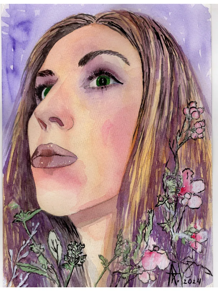 Portrait in watercolor to order from photo