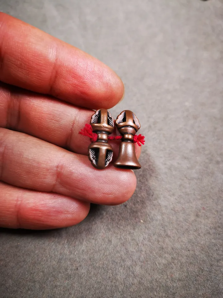 Gandhanra Handmade Tibetan Amulet Pendant,Mini Vajra and Dorje Bell, Mala Marker Bead Accessories, Made of Red Copper