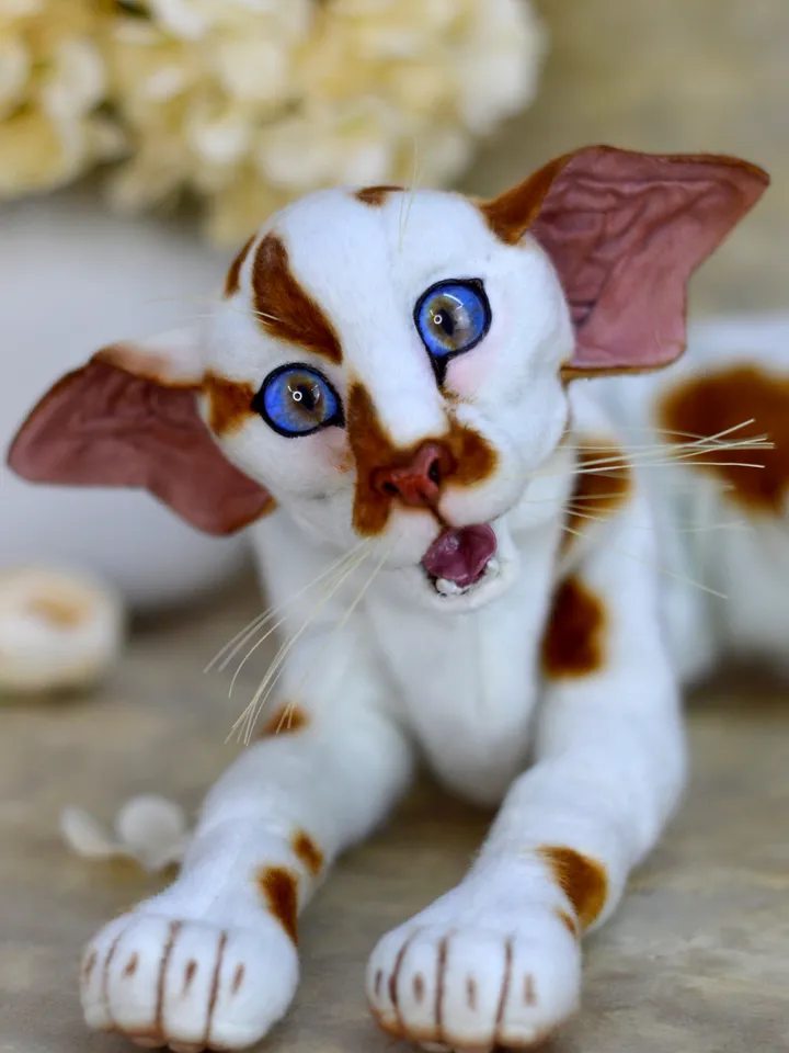 Realistic Stuffed Cat Toy - Portrait of a Domestic Plush Toy - Stuffed Cat - OOAK - Kitty