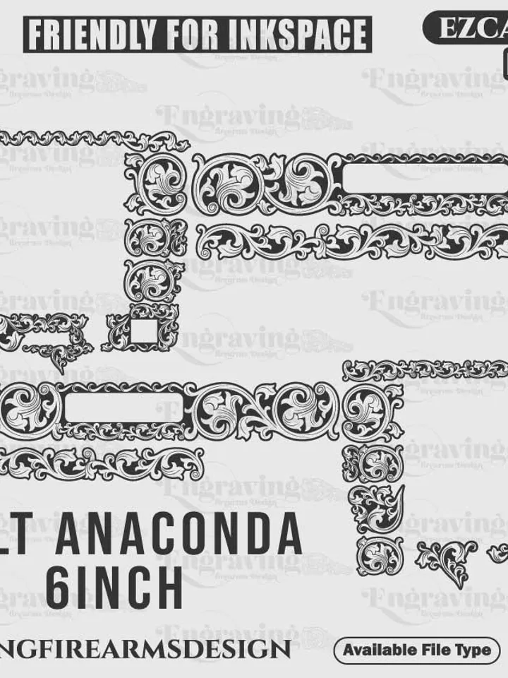 Colt Anaconda 6in Scroll design svg,lasercut,laserengraving,svgdesign,engravingfiles,laserpattern,engravingdesign