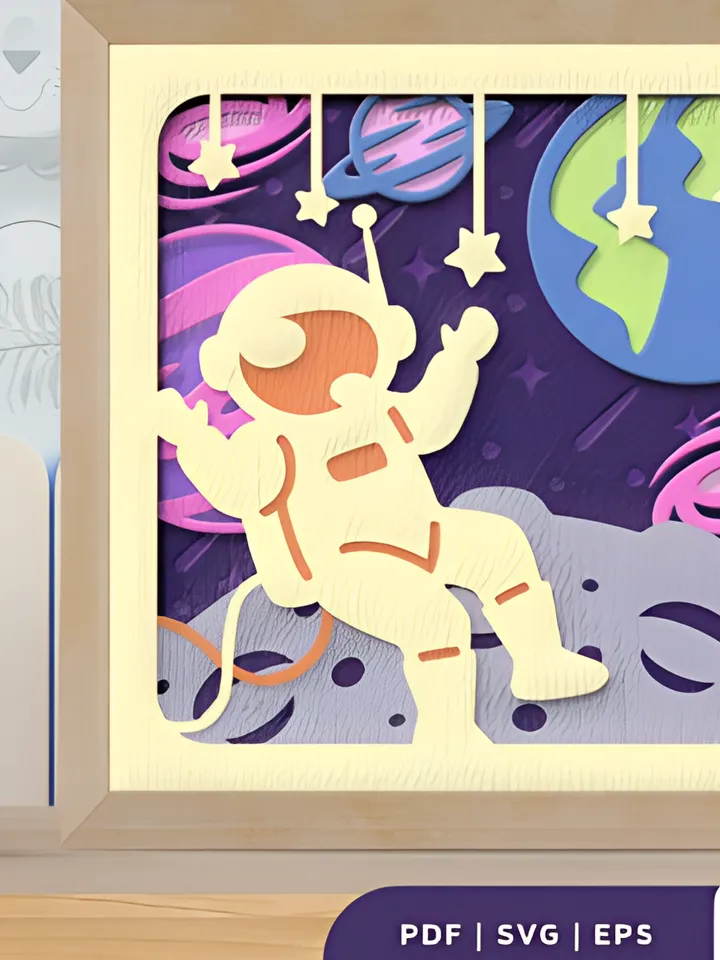 Astronaut 3D Shadow Box Paper Cut