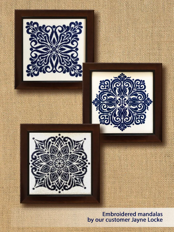 Square mandala cross stitch pattern PDF download Flower mandala ornament cross stitch chart, Mandala pattern digital PDF, Home decor #M144