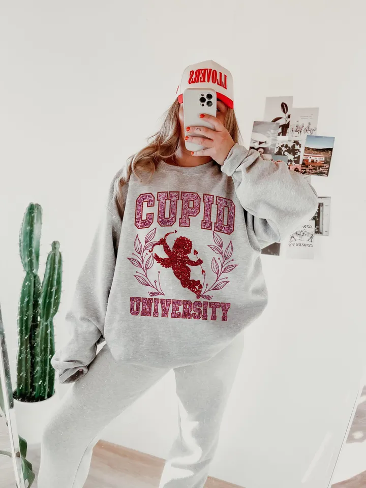 Coquette Cupid png, Coquett Cupid University, Faux Sequin Png Cupid University PNG, Valentine PNG, Valentines Day T Shirt Design, Love