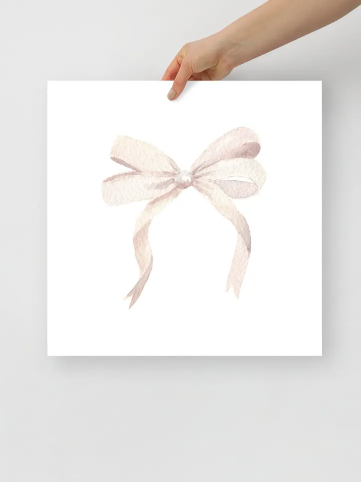 White Bow Watercolor Painting Art Print, White Nursery Art, Little Girl Room, Grand Millennial Style, Watercolor Hair Bow Print,Girly Poster