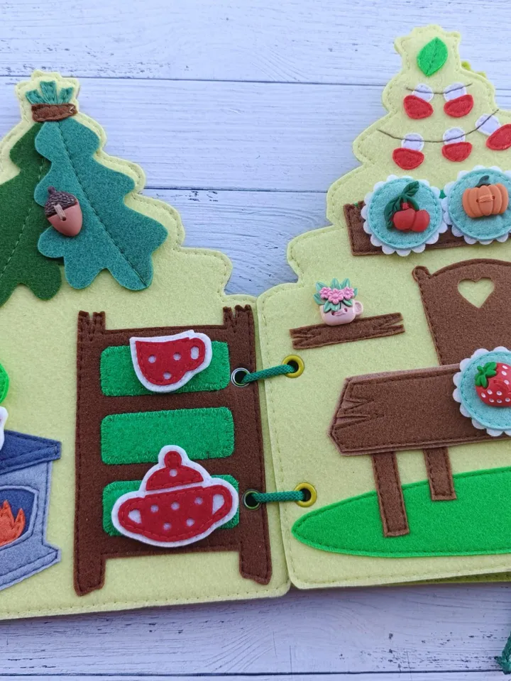 Fairy dollhouse Quiet book pattern, Felt book pattern pdf, Felt doll Pattern with clothes set, Dress up Doll, Busy book pattern for girl