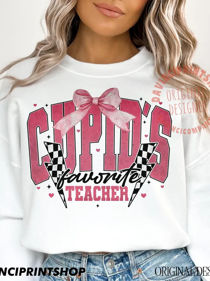 Cupid's favorite teacher Png, Valentines Teacher png, Teacher life png, Teacher png, Valentines png, Coquette Bow Valentines, Teacher Gift