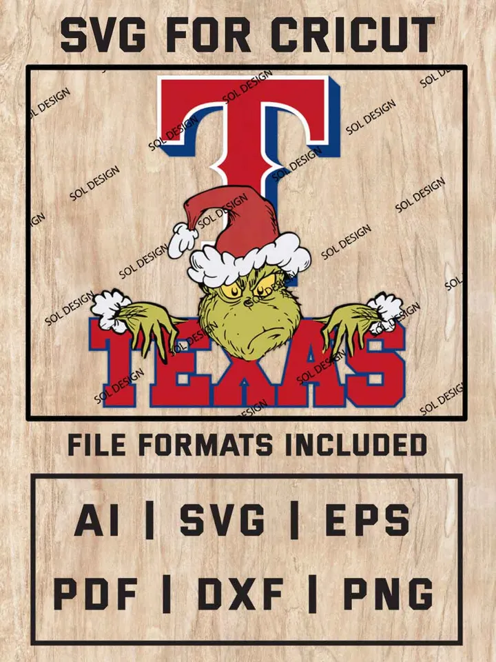 Grinch Texas Rangers SVG, MLB SVG Design, MLB Texas Rangers Logo SVG, MLB Rangers Cricut, Christmas Svg, Grinch svg, Digital Download