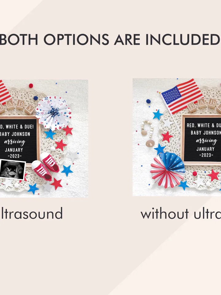 4th of July Pregnancy Announcement for Social Media, Patriotic Baby Announcement, 4th of July Baby Announcement Editable Digital Template