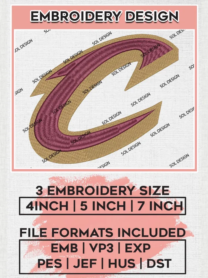 Cleveland Cavaliers Machine Embroidery Designs, NBA Cleveland Cavaliers Embroidery Design Files, NBA Machine Embroidery Designs, NBA Embroidery Designs, Instant Download