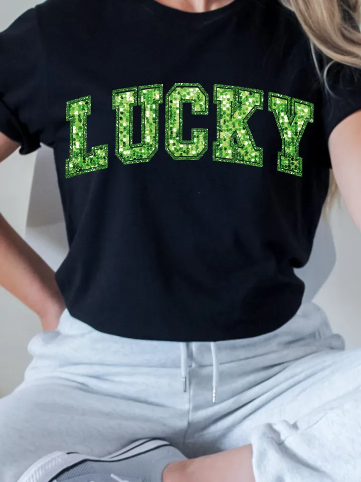 Sequin Lucky Varsity PNG, St Patrick's Png, Lucky Png, Lucky Varsity Png, St Patty's Png | | Glitter Sequin | Sparkle Trendy St Patricks