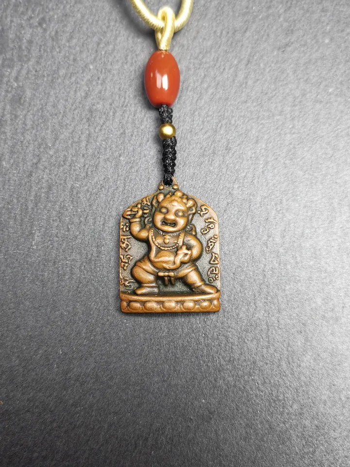 Gandhanra Vintage Tibetan Buddhism Statue Pendant,Vajrapani Amulet Badge,the Protector and Guide of Gautama Buddha,Made of Copper