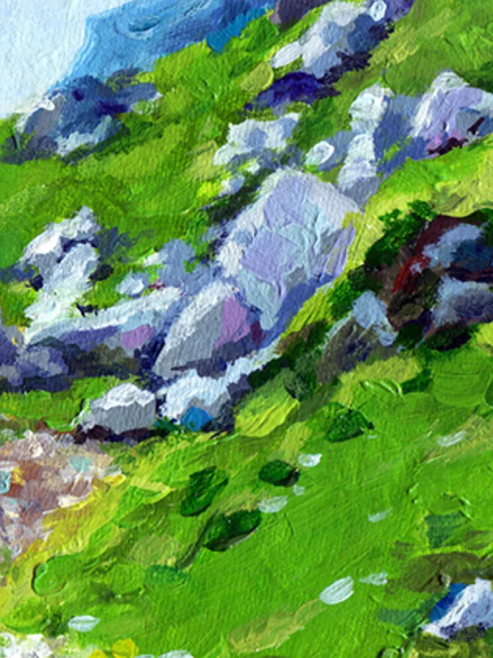 Mountain landscape, Mountain road, Montenegro, Original 20x30cm acrylic painting