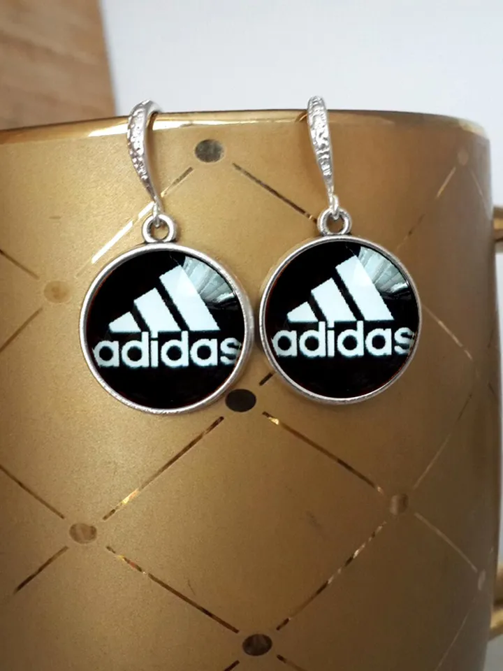 Adidas earrings dangle, Adidas logo earrings, lotus sport accessories, sport earrings