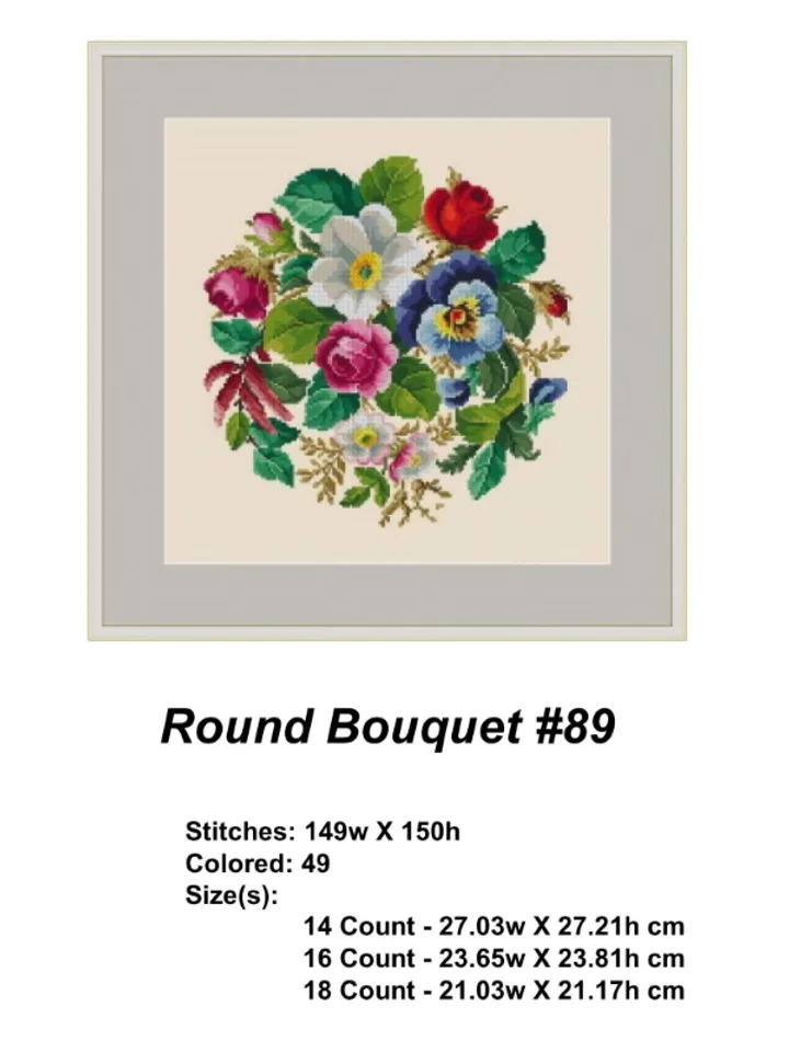 Berlin Woolwork Bouquet 89 Vintage Cross Stitch Pattern PDF Compatible Pattern Keeper