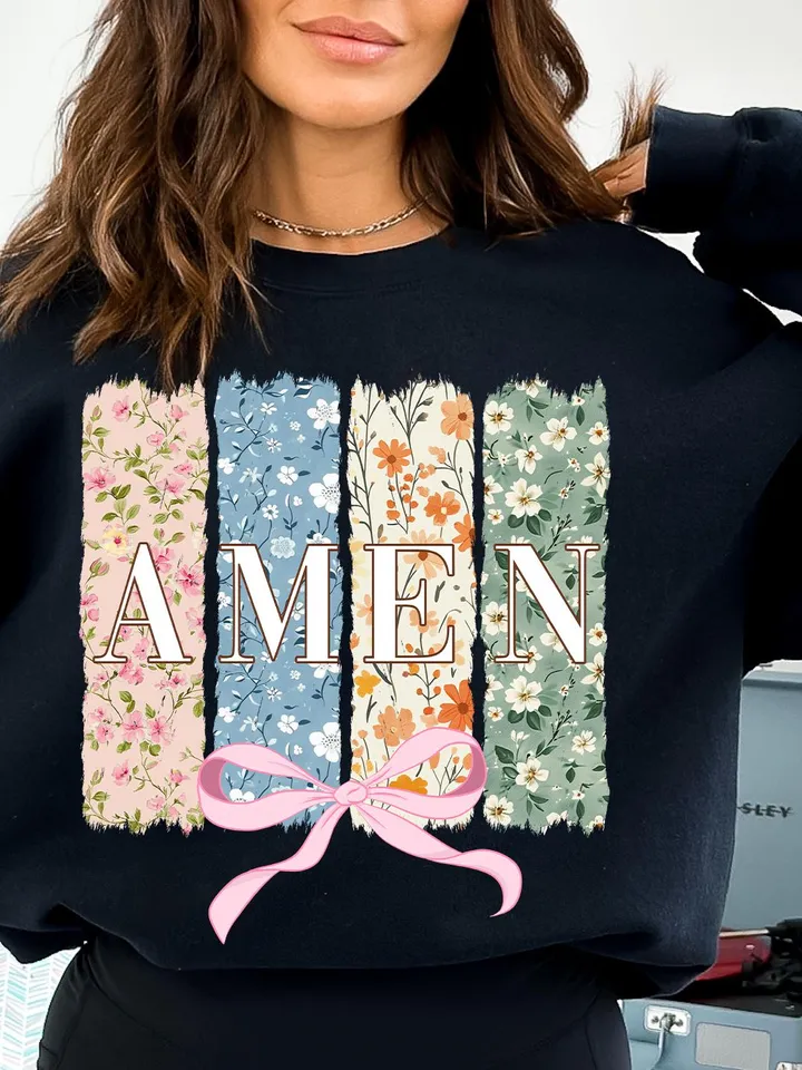Amen Coquette Bow PNG, Christian Easter PNG, Amen Varsity Png, Floral Spring Png, Jesus Easter Png, Bible Verse Png, Happy Easter Png