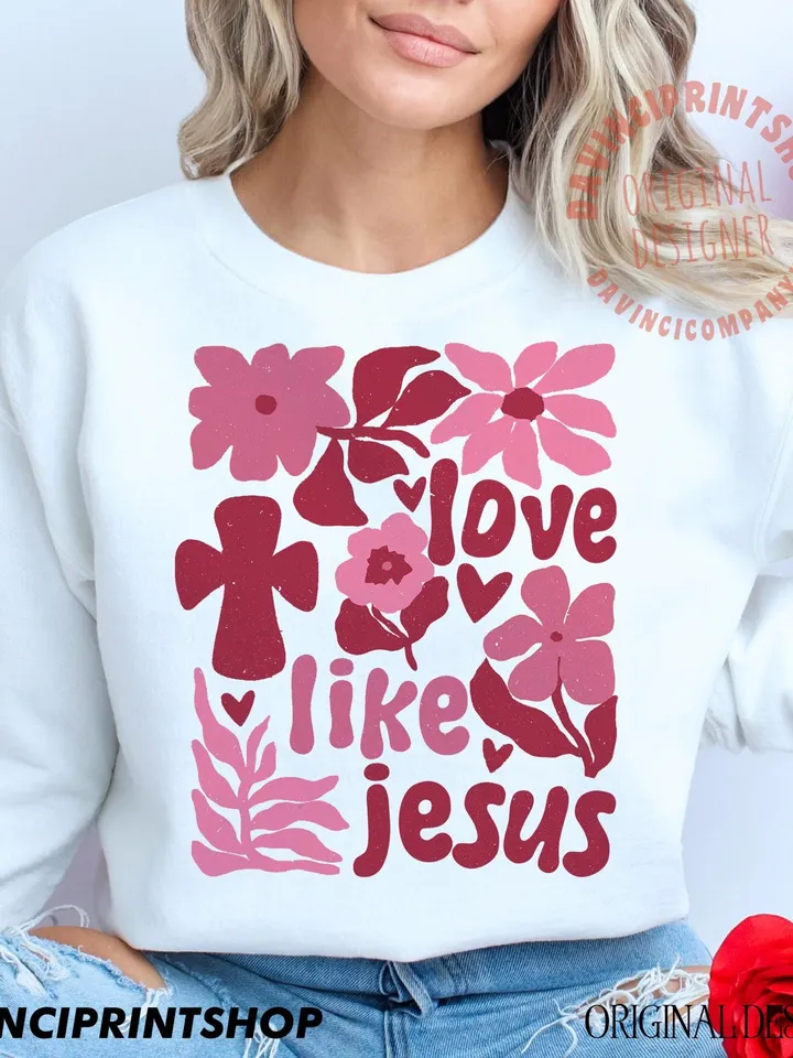 Love Like Jesus png, Boho Valentine png, Christian Valentine png, Bible Verse Quote png, Valentines Sublimation, Jesus png, Floral png, Boho