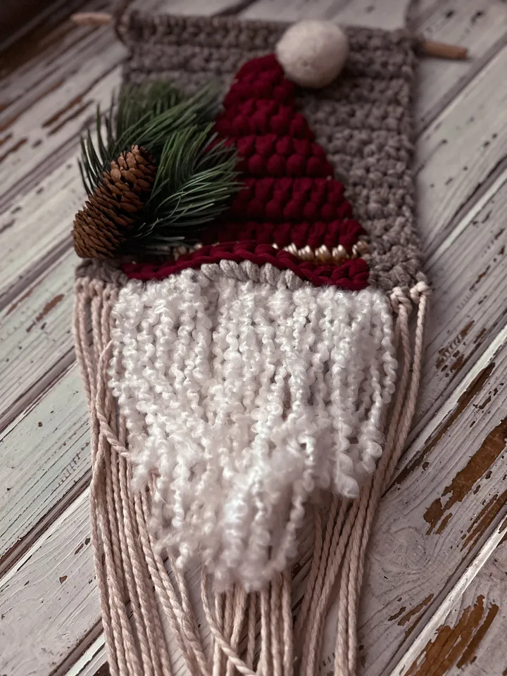 Crochet pattern Gnome wall hanging PDF Digital instant download, Video tutorial, Tapestry, Holiday decor, Christmas ornament, Hygge wall art