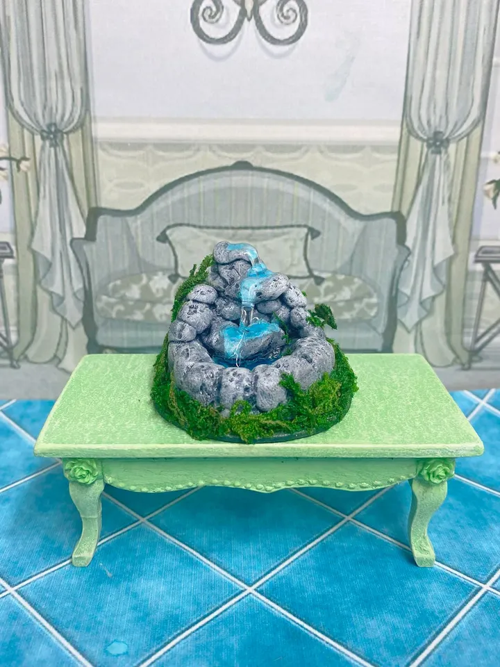 Tabletop fountain for dollhouse. Fountain. Puppet miniature. 1:12. Doll accessories.