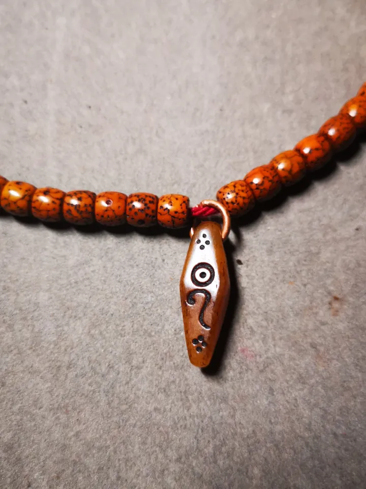 Gandhanra Tibetan Yak Bone Carved Amulet,Bead Counter Pendant,Mani Jewel Amulet for Mala,Prayer Beads