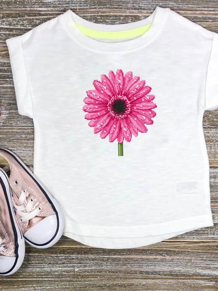 Gerbera daisy cross stitch pattern PDF download Pink flower cross stitch chart, Flower pattern digital PDF Mothers day gift, Home decor #P42