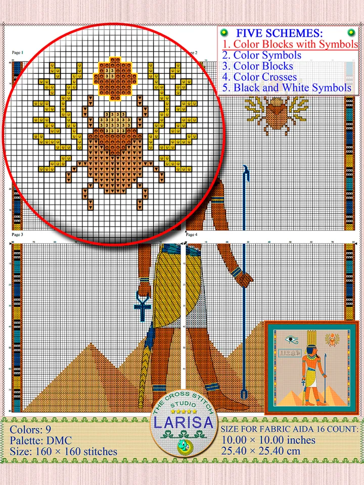 Anhur Cross Stitch Pattern | God Of War | Egyptian God | Onuris