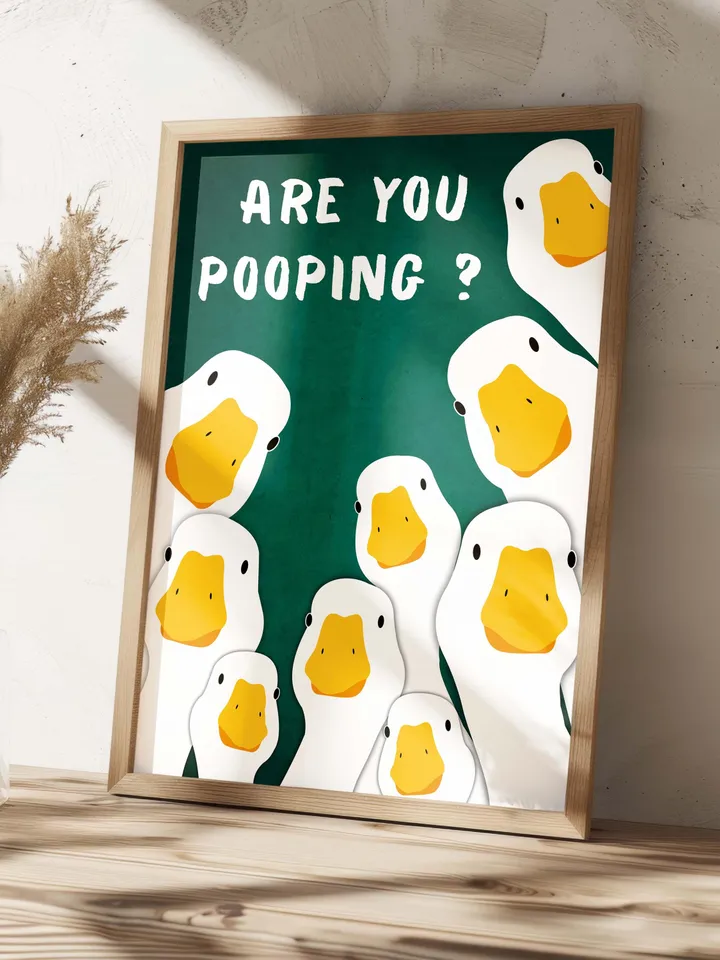 Funny Goose Bathroom Sign Are You Pooping Digital Download Wall Art Farmhouse Animal Bathroom Decor Quirky Toilet Humor Funny Animals Poster