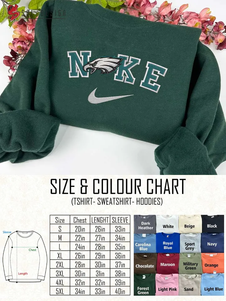 Ni.kee Philadelphia Eagles Embroidered Sweatshirt, NFL Eagles Embroidered T Shirt, NFL Team Embroidered Sweater, NFL Philadelphia Eagles Shirt, Football Embroidered Hoodie