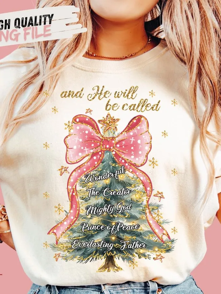 And He Will be Called, Oh Come Let Us Adore Him Png, Hand Drawn Christmas Tree Png, Christian Christmas, Jesus Cross Bow, Watercolor