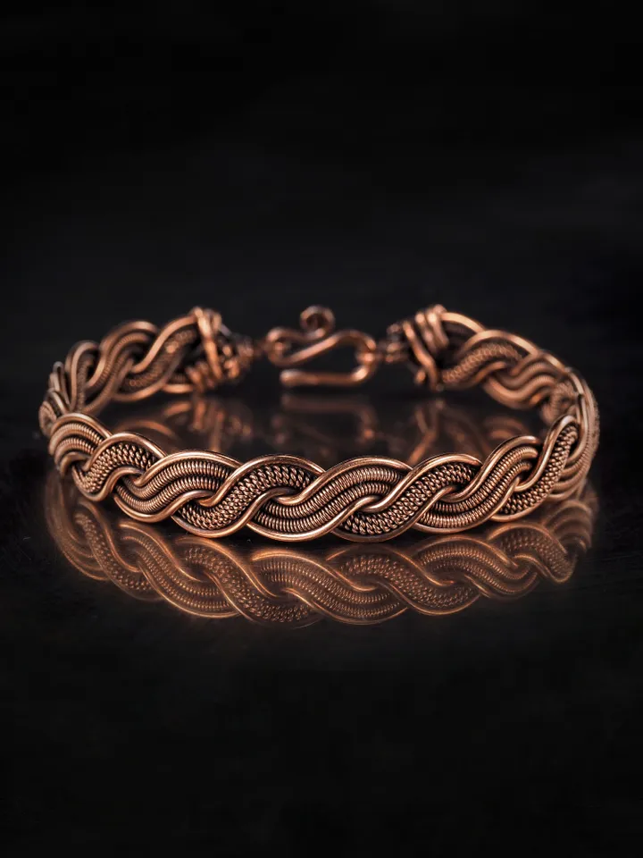 Woven copper wire bracelet Antique style handcrafted copper jewelry Unique gift
