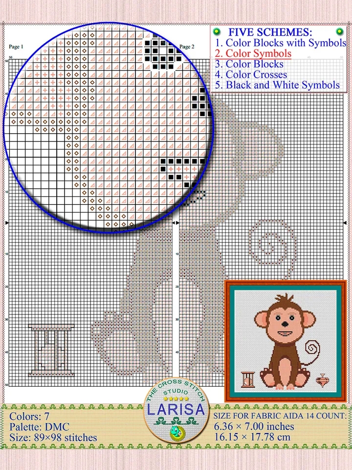 Monkey Cross Stitch Pattern | Charming Tailed Monkey Design