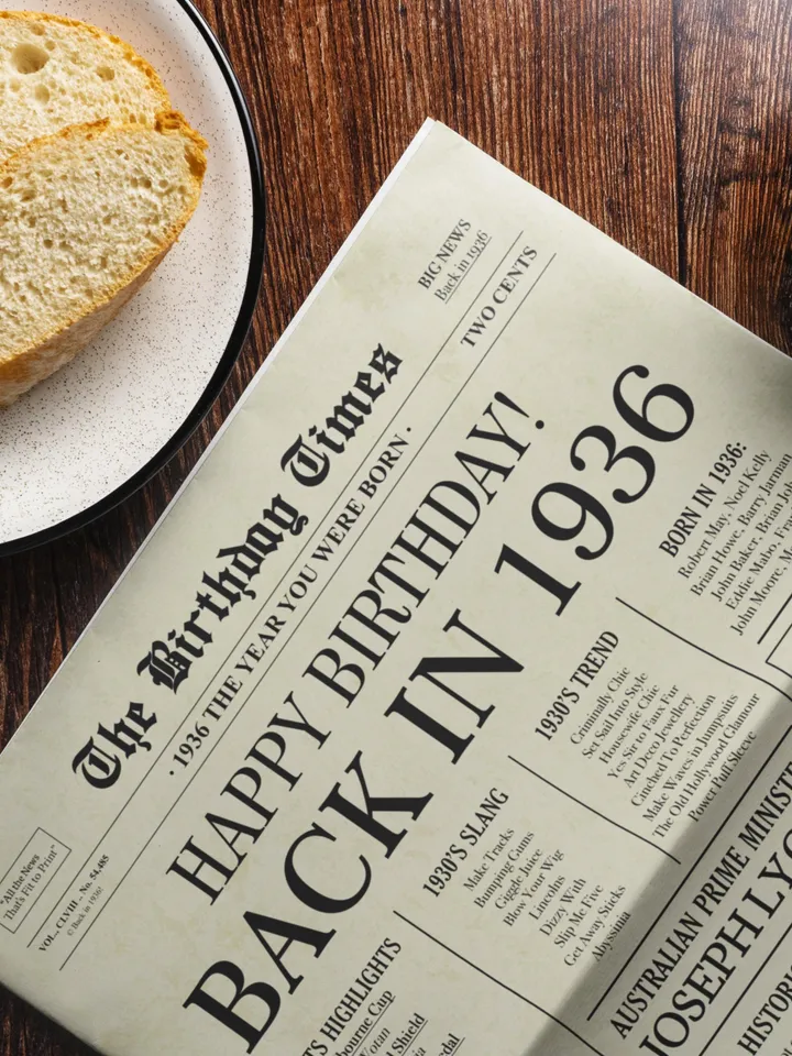89th birthday newspaper poster back in 1936 printable sign 1936 birthday fun facts 89 years ago digital download file australia birthday