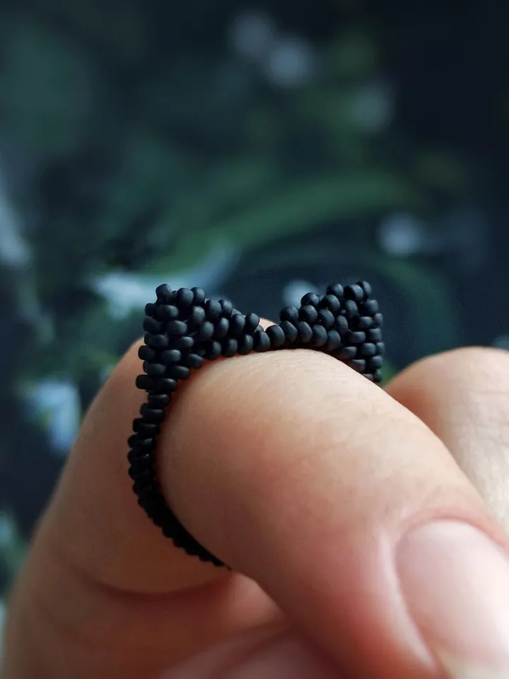 PDF tutorial - Beaded Cat ears ring