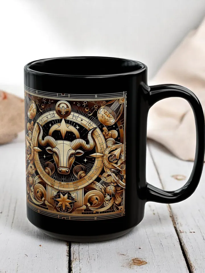 Taurus Ceramic Mug Coffee Lovers Gift, Home Decor, Artisan Mug, Unique Coffee Cup, Intricate Design Mug