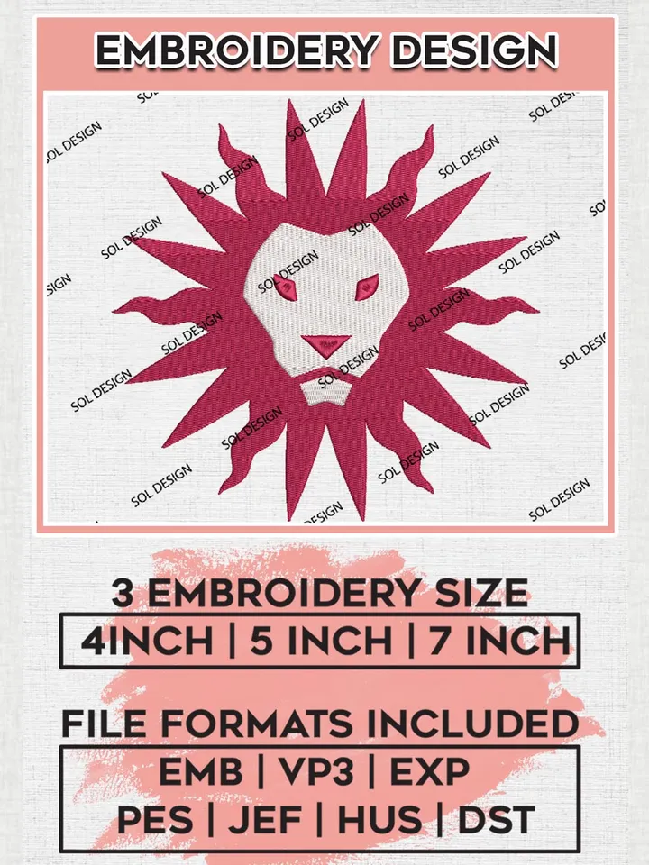 Loyola Marymount Lions Team Head Mascot Logo Embroidery Design Files, NCAA Loyola Marymount Lions Machine Embroidery, NCAA Teams, 3 sizes, NCAA Machine embroidery designs, Digital Download