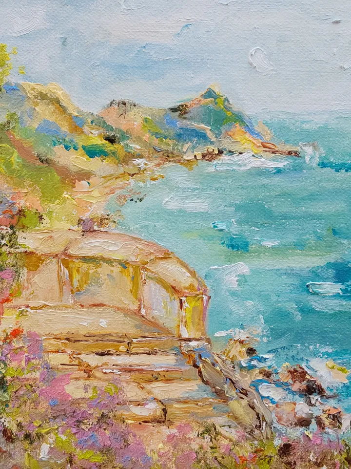 Oil painting on canvas 30x24cm (12x9.6 inches) "Stairway to the Sea"