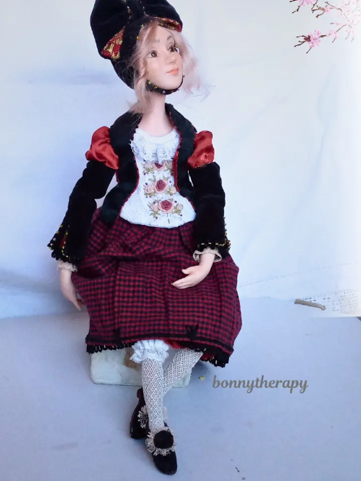 Polymer clay doll, height 36 cm (14 inches).
