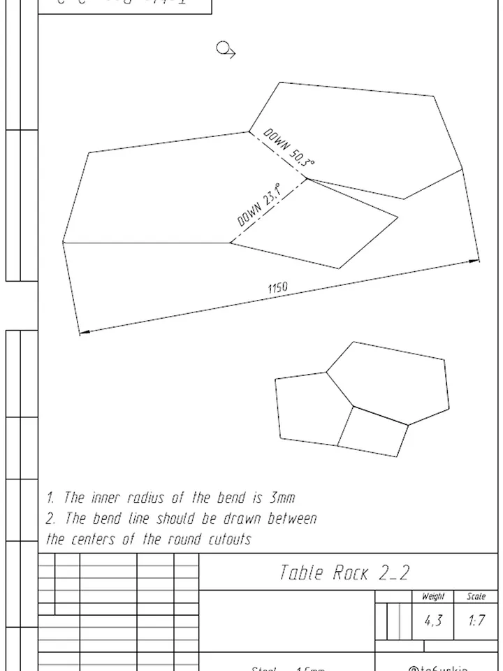 Welding Project Plans Drawings Table Rock 2 (DXF, PDF)