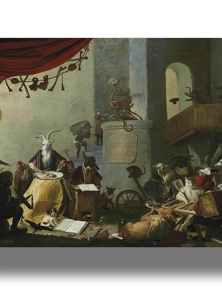 А Diablerie with the Goat. Witchcraft reproduction. Demonic black mass art.