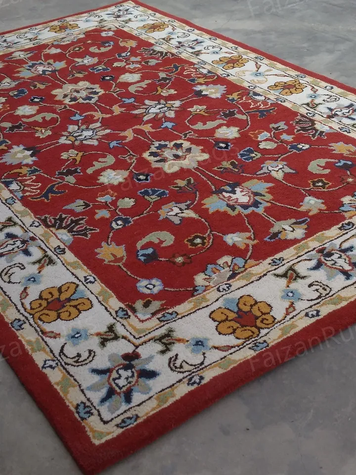 Buy 8x10 Red Abushan Floral Rug Hand Tufted Area Rug Handmade 100% Wool Carving Rugs for Home Living Dining Bedroom Office 8x10 9x12 12x15