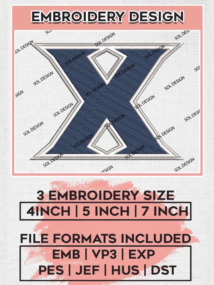 Xavier Musketeers Logo Machine Embroidery Design, NCAA Xavier Musketeers Embroidery Design Design files, NCAA Embroidery Designs, NCAA Machine Embroidery Designs, Digital Download