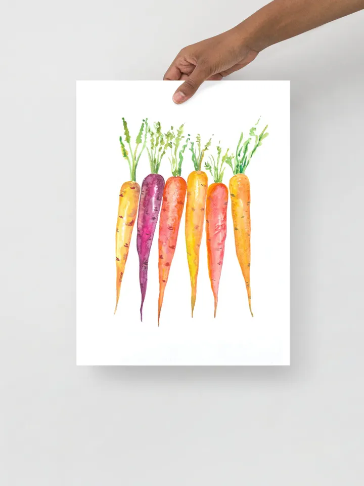 Carrot Watercolor Painting Vegetable Wall Art Food Art Print Garden Kitchen Art Print Easter Carrot Art Print Garden Fruits Prints Art Print