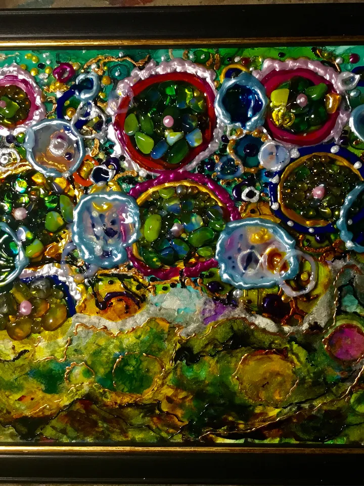 Abstract Painting on glass,stained glass panel,glass wall art,home decoration,gift,natural stones decorated.