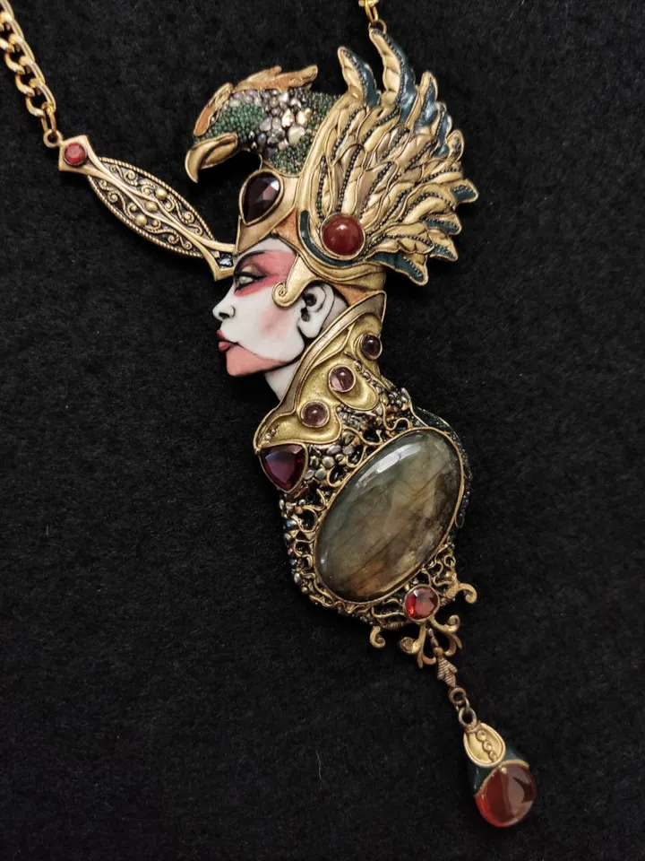 Necklace Forgotten Goddess, Goddess necklace, sculpture necklace, art nouveau necklace