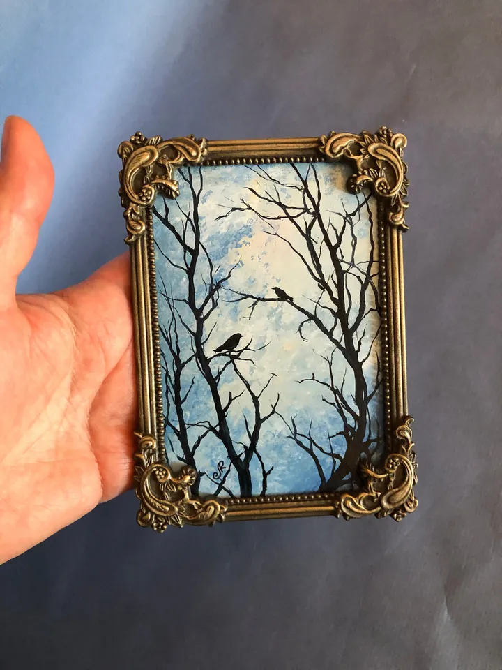 Mystic Oil Painting Framed Antique Metal Frame