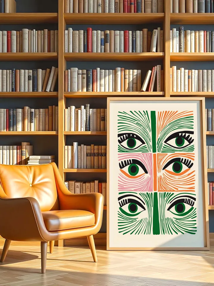 Abstract Eye Wall Art, Colorful Modern Eye Prints, Minimalist Digital Eye Poster, Vibrant Home Office Decor, Instant Download, Crazy eyes