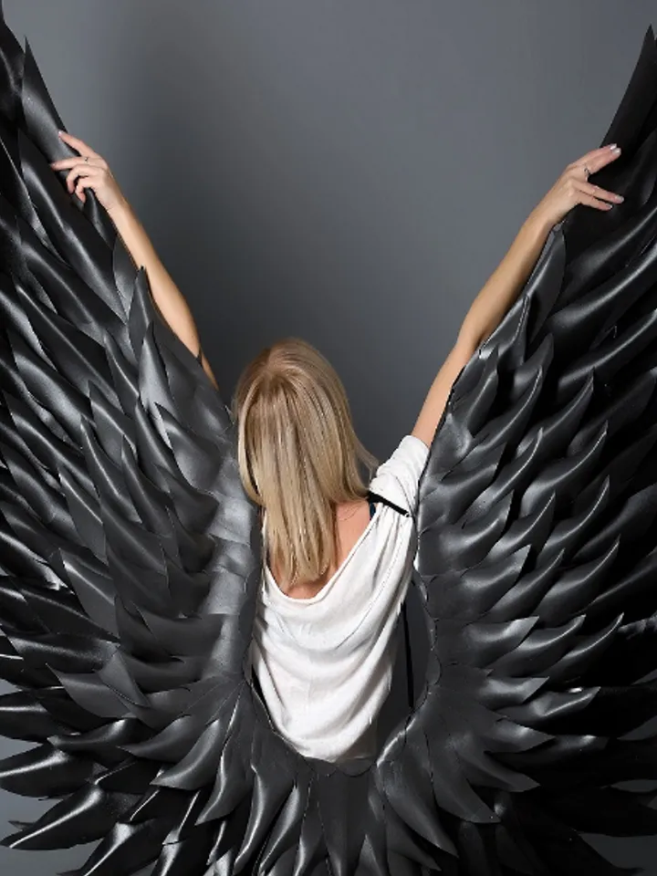 Gothic wings Cosplay costume, Black sexy wings for Performances, Fallen angel, dark angel wings for Men , bellydance